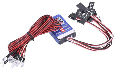 HERCHR Luci a LED Modello RC, Kit Sistema di Illuminazione a 12 LED RC Lampeggiante Sistema di Luci Lampeggianti Simulazione Luci Kit di Illuminazione a LED per 1/10 1/8 RC Auto/Camion/Crawler