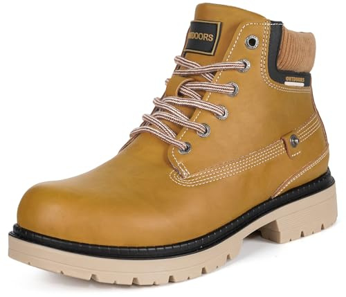 Stivali Invernali Uomo Donna Stivali da Neve Caldi Foderati Stivaletti Scarpe Inverno Trekking Outdoor, Marrone Senza Pelliccia, 36 EU