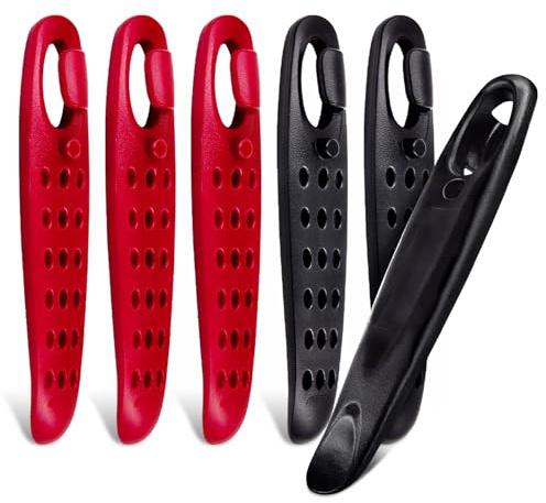 Prutomr Ultra Strong Bicycle Tyre Levers, 2 Sets Compact Bike Tire Repair Kit, Sturdy Plastic Bike Tire Spoons Set, Reliable Cycling Changing Tools, Quick Repair Pry Bar Lever Kits, Red, Black