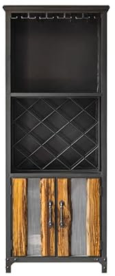 MOOWI Weinschrank Weinregal im Vintage-Stil, Eisen, for Restaurant, Bar, Esszimmer, Sideboard, industrieller Windboden, Weinschrank, Lagerschrank, Weinlager Barschrank