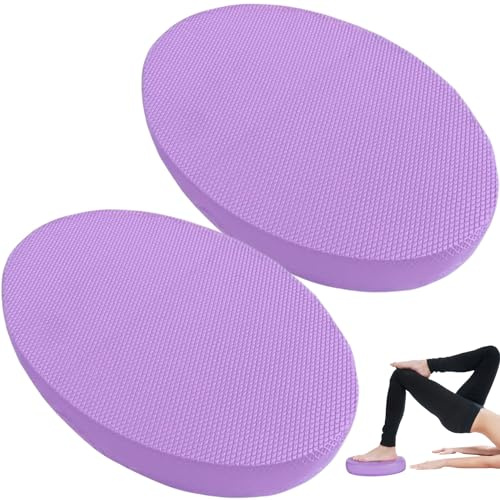 2pcs Schaumbalance-Bad Oval Weiche Anti-Rutsch-Yoga-Pad-Polsterschutz mit geschlossener Zellstruktur 2in dickes Training des Ausgleichsbades, unterer Rücken, Knie (lila), Schaumstoffbalkenpolster