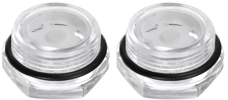 QUARKZMAN 2Pz Vetro Spia Olio Compressore Aria M26 x 1.5mm Maschio Indicatore Livello Liquido Testa Esagonale Plastica Olio Vista O-Ring per Aria Compressore Raccordi, Trasparente