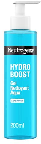 Neutrogena Hydro Boost Acqua-Gel Detergente Viso Senza Profumo, Detergente schiumogeno viso con Acido Ialuronico e Glicerina idratante, Gel detergente struccante per tutti i tipi di pelle, 200 ml