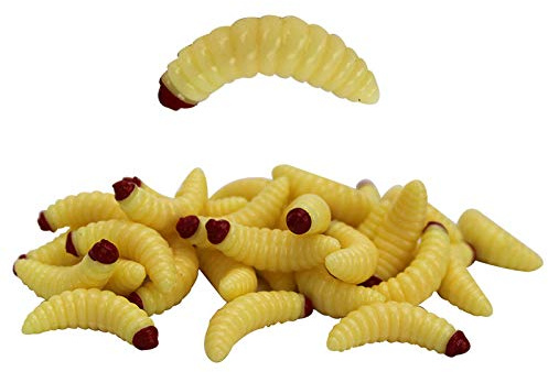 100PCS Soft Plastic Bass Fishing Worms Lures Artificial Maggot Baits Bread Worm Fishing Lure Fake Fishing Bait Realistic Maggots Bread Worm Artificial Worms Fishing Lures for Fishing and Prank Props E
