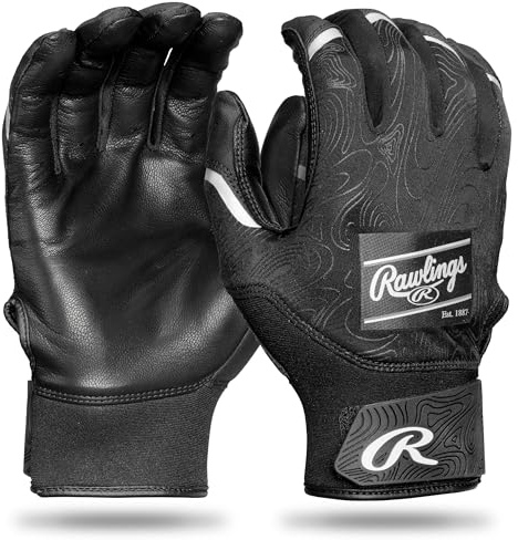 Rawlings Baseball-Schlaghandschuhe für Erwachsene, Schwarz / Schwarz, Größe S