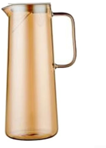 Vidrio de borosilicato resistente al calor, jarra de vidrio con tapa, cuerpo recto de vidrio ámbar, gran capacidad con filtro de compartimento de té (A)
