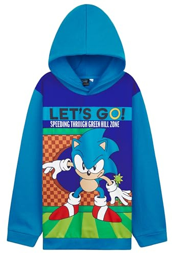 Get Trend Sonic The Hedgehog Sudadera con Capucha para Niño y Adolescente, Sudadera Suave y Cómoda, Shadow Knuckles Tails Regalos Niños (Azul/Multi, 7-8 Años)