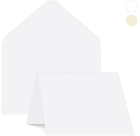 Heavyweight 5 X 7 Blank White Cards and Envelopes A7 Printable Heavyweight Folded Cardstock 110LB Greeting Cards Envelops for Wedding Invitations Card Making, Photo Card, DIY Embroidery