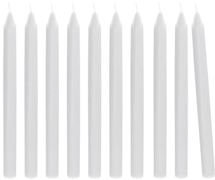 Scentoria Lot de 10 bougies coniques blanches de qualité supérieure - Diamètre : 2,1 cm - 22 cm - Longue durée de combustion de 6 heures - Sans odeur - Pour décoration de table, banquet, mariage