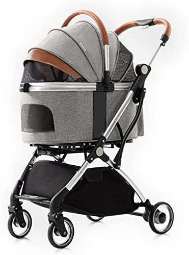 Windmilne Poussette pour Animaux de Compagnie, Chariot de Promenade, Cage pour Chien et Chat, 4 Roues, Transport Pliable pour Chiens et Chats (Gris)