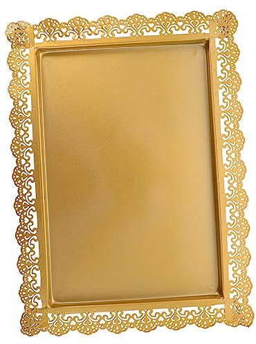 Cabilock Bandeja para Servir Pasteles Rectangular De Hierro con Borde De Encaje Elegante Plato Decorativo para Aperitivos para El Hogar