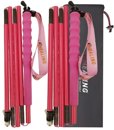 OKHEALING - Bastones de trekking de fibra de carbono, plegables en 5 secciones, ligeros y resistentes, adecuados para senderismo y montañismo