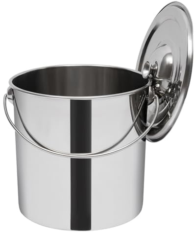 6/12/20L Stainless Steel Bucket With Lid, Kitchen Bucket Food Water Storage Milk Bucket Stainless Steel Water Bucket With Handle For Kitchens Industry Catering Households Silver (20L)