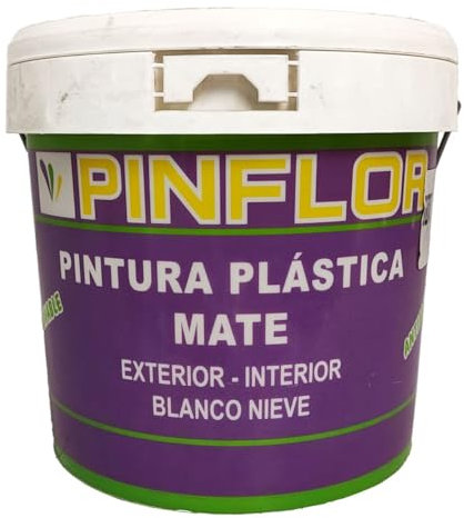 Genérico Pintura blanca barata int-ext PINFLOR XXL 1ª. Buena cobertura de 9-13 m²/ L. Aplicable en fachadas e interiores, Secado rápido repintable en 3-4 h. Resistente al frote húmedo.