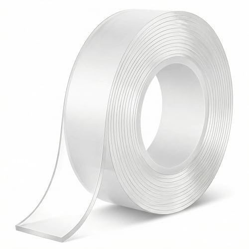 QWORK® Extra Stark Doppelseitiges Klebeband 3 meter x 3cm x 2mm - Transparentes Nano Tape, Wiederverwendbar & Abnehmbar für DIY-Dekoration