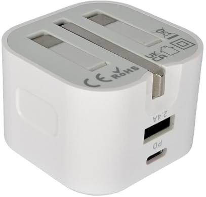 USB Plug, Fast Charge UK 20W, Multi Dual Port USB Type C PD Power Adaptor, Foldable, Wall Charger Block For iPhone 15 14 13 12 11 Pro Max XR XS, iPad, Samsung Galaxy, Nokia, Motorola, Huawei, Experia