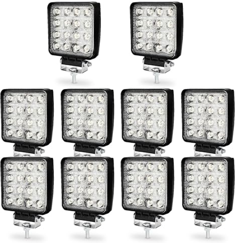 Lospitch LED Arbeitsscheinwerfer 12V 48W,IP67 Wasserdicht LED Scheinwerfer 24V für auto,LKW,traktor,Offroad,SUV,ATV,Rückfahrscheinwerfer led (10 Stück)