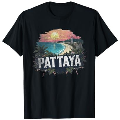 Recuerdo vintage retro del paisaje de Pattaya Camiseta