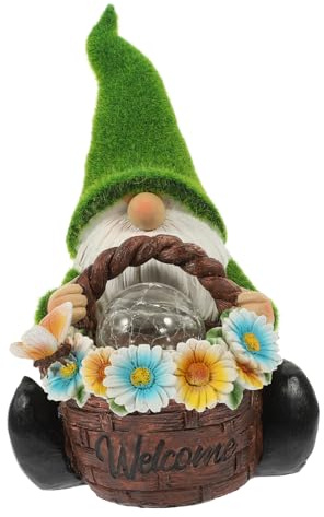VICASKY Lampe Solaire Résine GNOME De Jardin Figurine Lumineuse Décorative pour Extérieur Statue De Nain Solaire