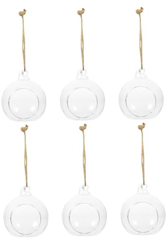 Veemoon 6pcs Hanging Glass Vase Ball Shape Candlesticks Set 8cm Micro Landscape Containers for Home Decor and Ecological Plant Display
