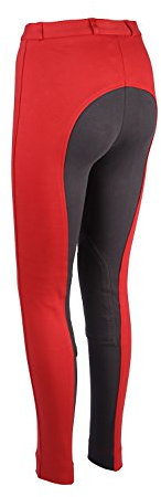 Avon Equine Reithose für Damen, weich, dehnbar, zweifarbig, rot / grau, 50