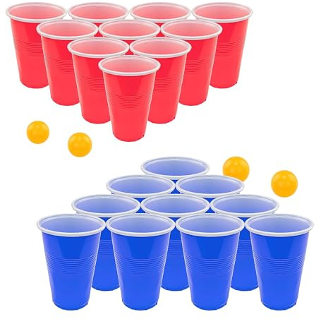 Beer Pong Complete Set - Fairly Odd Novelties - 22 Cups, 4 Ping Pong Balls Fun Competitive Drinking Game