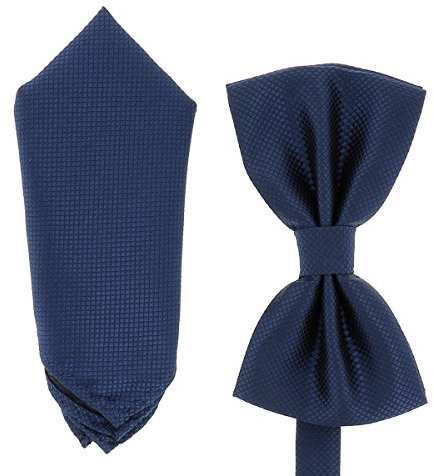 SHIPITNOW Männer Fliege und Einstecktuch Set Marineblau - 12 farben - Marineblaue Herren Fliege mit Einstecktücher - Navy blue Bow Tie and Pocket Square Für Hochzeit, Party