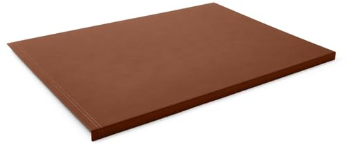 Eglooh - Urania - Gewinkelte Schreibtischunterlage Leder Orange Braun cm 90x60 - Innenseele aus Stahl mit L-geformtem Vorderprofil, handwerkliche Nähten und rutschfester Boden - Made in Italy