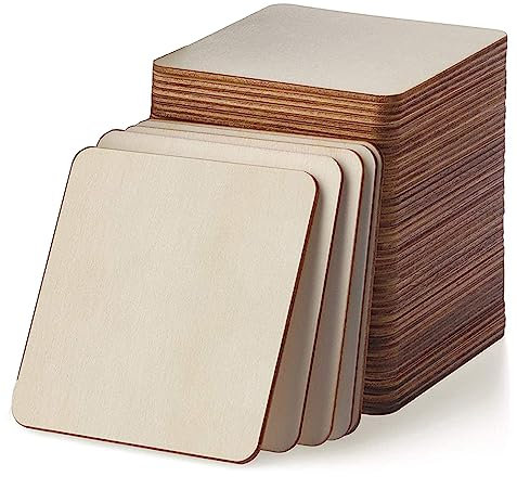 Pezzi in legno grezzo, confezione da 80 pezzi da 7,6 x 7,6 cm, in legno naturale rustico per la decorazione della casa, forniture fai da te