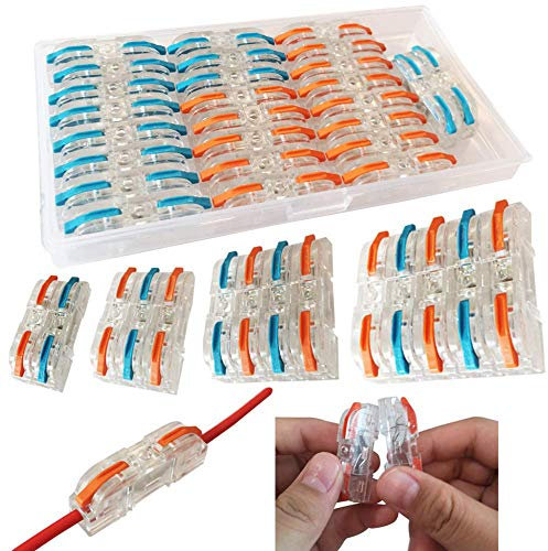 CTRICALVER SPL-1 Conectores eléctricos rapidos,Terminales Eléctricos, Abrazaderas con palanca conexión eléctrica bloque, Kit de Tuercas de Palanca (13 pcs Azul+ 13 pcs Rojo)