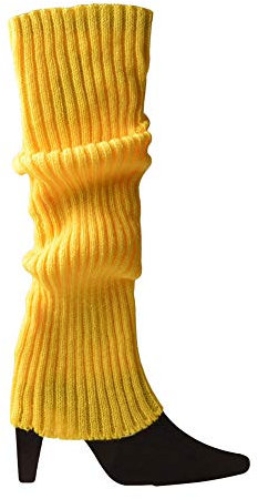 HONGBI Damen Bunte Fußwärmer Beinstulpen aus Baumwollmischung Fluoreszierende Beinwärmer Gestrickt Stulpen Leg Warmers Gelb One size