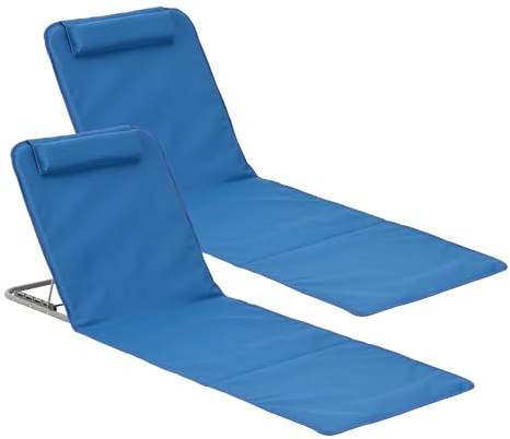 [en.casa] Strandmatte Donostia 2er Set Sonnenmatte klappbar Blau Strandliege mit Verstellbarer Rückenlehne Liegematte mit Tragetasche 143 x 48 cm