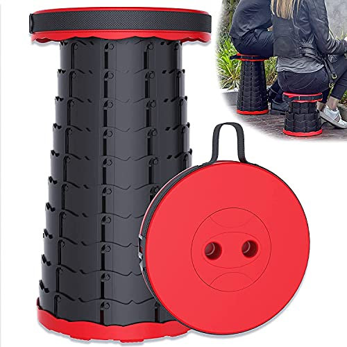 OOFAYWFD Tragbarer Klapphocker Campinghocker Klapphocker höhenverstellbarer Mini-Teleskophocker, Last 200 kg, geeignet für drinnen und draußen, Küche, Garten, Camping, Grillen, Angeln, Wandern