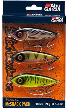 ABU GARCIA Svartzonker McSnack Pike, Perch and Zander Soft Plastic Paddle Tail Shad bait Lures - Pack of 3,assorted,90mm