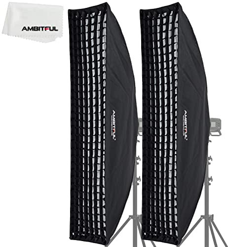 AMBITFUL 2PCS FW35X160 35x160cm 14x63 Beehive Honeycomb Grid Strip Softbox Bowens Mount for Studio Flash