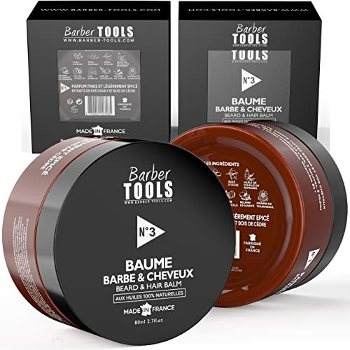 Bálsamo para barba N°3 con aceites 100% naturales 80ml - Nutre, hidrata, estructura. Con 2 ceras, 2 mantecas, 5 aceites vegetales, 2 aceites esenciales, vitamina E - BARBER TOOLS -