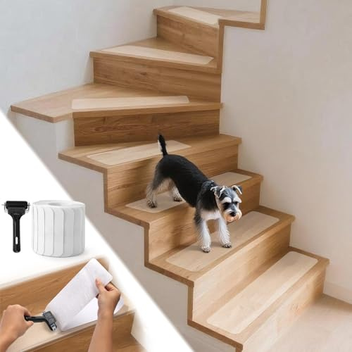 DEKEones Antirutsch Treppe, 15 Stück 60CM x 10CM Selbstklebende Transparente Stufenmatten, Wasserdicht Antirutsch Treppenstufen für Kinder Ältere und Hunde