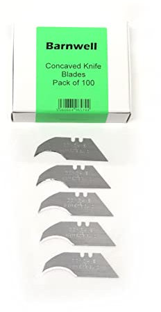 Barnwell Pack of 100 Concave Utility Trimming Knife Blades Made in UK for Carpet Dolphin Knives