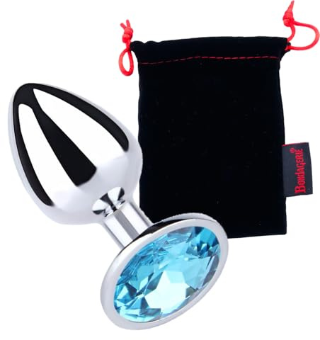 BONDAGERIE® Plug anale con gioiello azzurro, sacchetto incluso, Taglia S