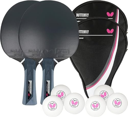 Butterfly® Timo Boll Titanium Tischtennisschläger | mit Carbon Lage | ITTF zertifizierter Wakaba Belag | 2,0 mm Schwamm | konkaver Griff | TT Bat Wettkampfschläger für trainierte Profi Vereinsspieler