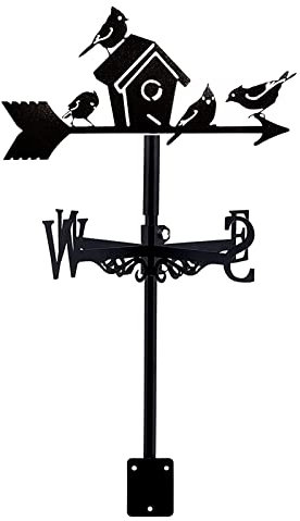 Vogelhaus Wetterfahne Garten Wetterhahn mit Dachhalterung, Retro Stahl Windrichtungsanzeige, kreative Edelstahl Home Decor Ornament Bauernhof