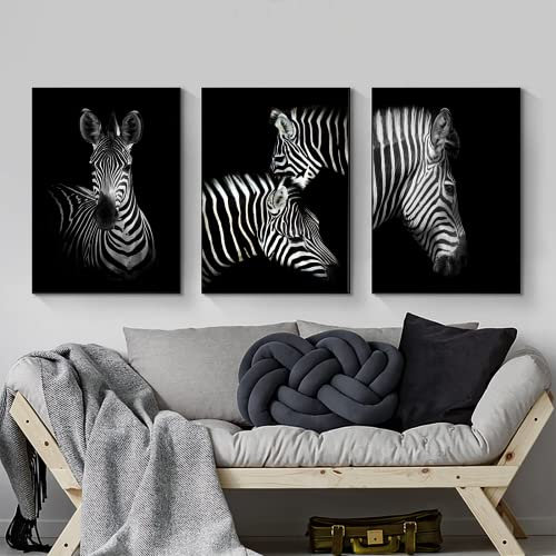 LYBOHO Wandbilder,Tier-Themen-Leinwand Bilder Poster Set für Wohnzimmer Schlafzimme - Kein Rahmen (3PCS-Zebra, 30x40cm)