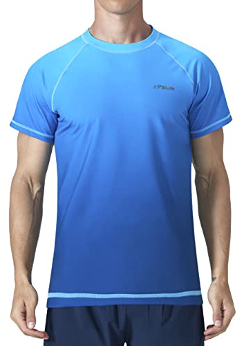 KPSUN Men's Swim Shirts Short Sleeve Quick Dry UPF 50+ Sun Protection Rash Guard Beach Fishing T Shirts