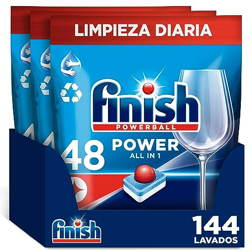 Finish Powerball Power All in 1 Pastillas para el lavavajillas Regular 144 pastillas (3 bolsas de 48 pastillas)