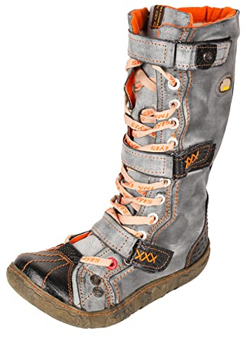 TMA EYES Botas de cuero con cordones a la moda para mujer Botas planas de pie ancho Botas de pantorrilla(Negro,38)