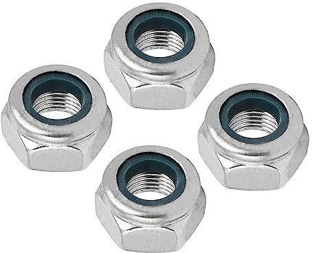 QUARKZMAN M10 x 1mm Hexagonal Bloqueo Tuerca x 4uds 304 Inoxidable Acero Métrico Finas Hexagonal Bloqueo Tuercas para Tuberías, Automóvil Motores, [Plateado Tono]