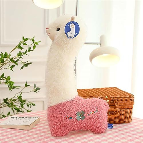 GLITZFAS Alpaka Kuscheltier, 70 cm Lama Stofftier Plüschtier, Hellrot | Süße Plüsch, Pferd Spielzeug, Geschenk für Kinder, Mädchen, Liebhaber