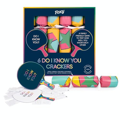 Celebration Crackers Foxy 'Do I Know You' Game Christmas Crackers Family Friendly - Tray of 6 x 12 inch - Eco FSC Mix
