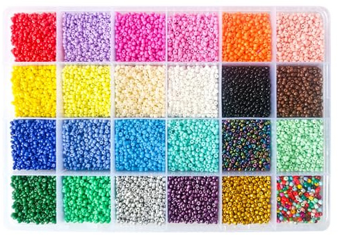 Chedin Bunte Perlen Für Armbänder, schmuck Selber Machen Mit Bunte Glasperlen, Perlen Zum Auffädeln Set Für Kinder Feiertage, Geburtstage, Beads For Moden Jewellery Making (2mm)