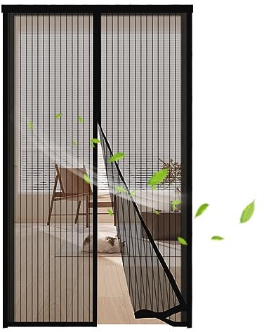 Zanzariera Magnetica per Porte 130x240cm,Tenda Anti-Zanzara con Calamita Zanzariera Magnetica porta,Nessun Attrezzo Richiesto,Chiusura Automatica Traspirante Zanzariere Anti Insetti,Nero